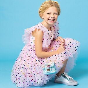 Lola + The Boys Foil Hearts Tulle Dress